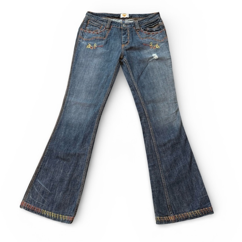 NWT Vintage Y2K Antik Denim Embroidered Flare Bootcut Jeans Size 30